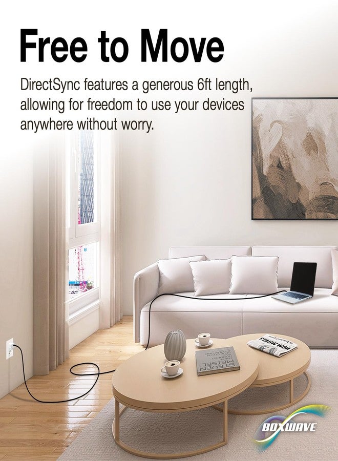 بوكس ويف كابل BoxWave متوافق مع هاتف ZTE Nubia Red Magic 10 Pro - كابل DirectSync PD (طول 3 أمتار) - منفذ USB-C إلى منفذ USB-C (100 واط)، كابل شحن سريع طويل من نوع Type C مصنوع من سبيكة نايلون مضفرة - أسود فاحم - Image 4